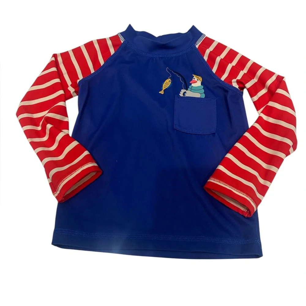 Mini Boden Rushguard Swim Top Long Sleeve 2-3 Years Old Blue